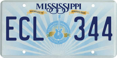 MS license plate ECL344