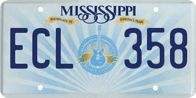 MS license plate ECL358
