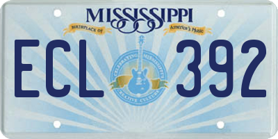 MS license plate ECL392