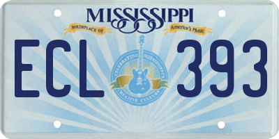 MS license plate ECL393