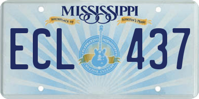 MS license plate ECL437