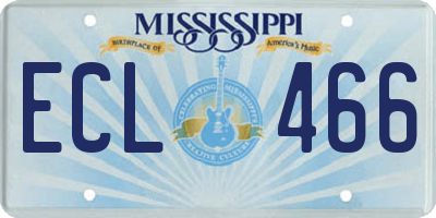 MS license plate ECL466
