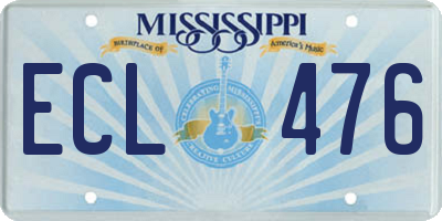 MS license plate ECL476