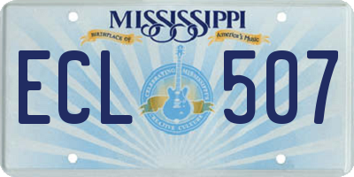 MS license plate ECL507