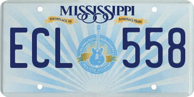MS license plate ECL558