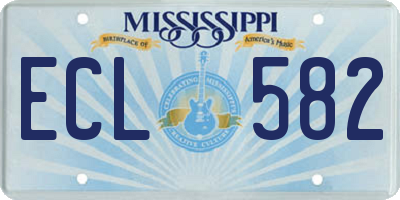 MS license plate ECL582