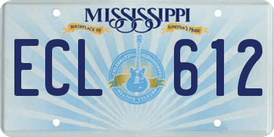 MS license plate ECL612