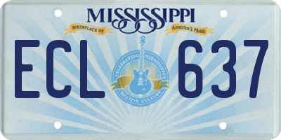MS license plate ECL637