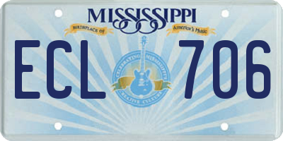 MS license plate ECL706