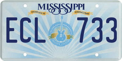 MS license plate ECL733