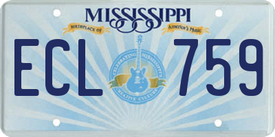 MS license plate ECL759