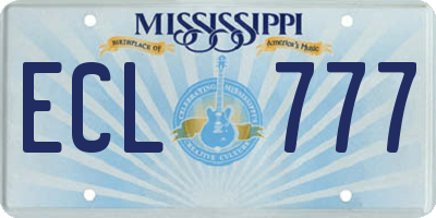 MS license plate ECL777