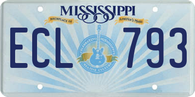 MS license plate ECL793