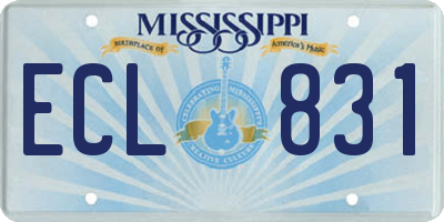MS license plate ECL831