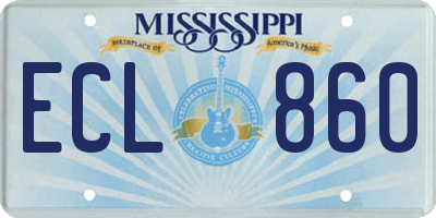 MS license plate ECL860