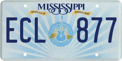 MS license plate ECL877