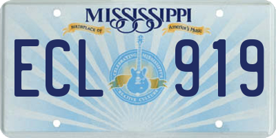 MS license plate ECL919