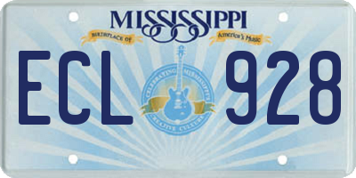 MS license plate ECL928