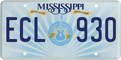 MS license plate ECL930