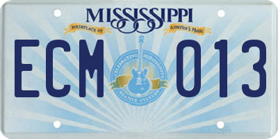 MS license plate ECM013
