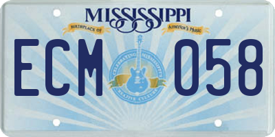 MS license plate ECM058