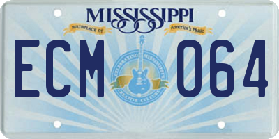 MS license plate ECM064