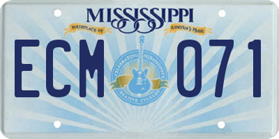 MS license plate ECM071