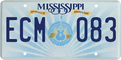MS license plate ECM083