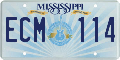 MS license plate ECM114