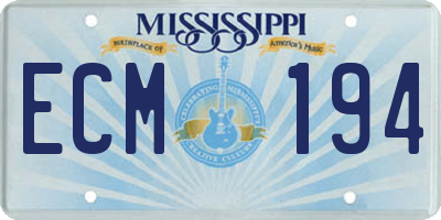 MS license plate ECM194