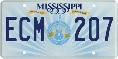 MS license plate ECM207