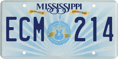 MS license plate ECM214