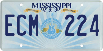 MS license plate ECM224
