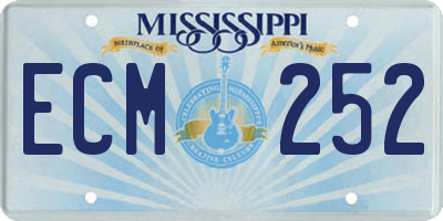 MS license plate ECM252