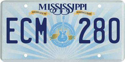 MS license plate ECM280