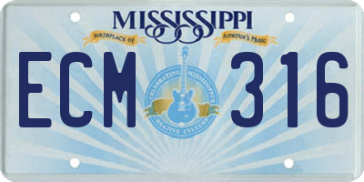 MS license plate ECM316