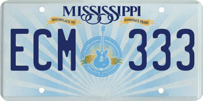MS license plate ECM333