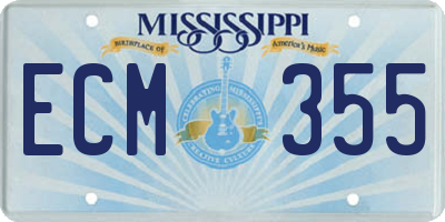 MS license plate ECM355