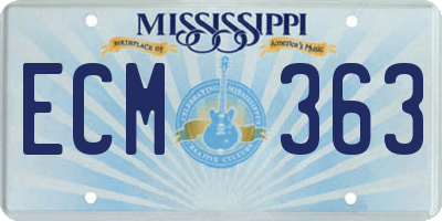 MS license plate ECM363
