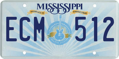 MS license plate ECM512