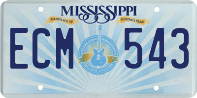 MS license plate ECM543