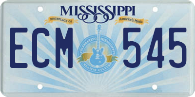 MS license plate ECM545