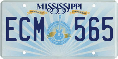 MS license plate ECM565