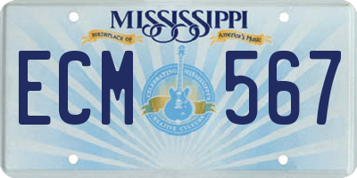 MS license plate ECM567