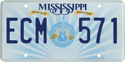 MS license plate ECM571