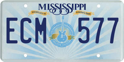 MS license plate ECM577