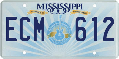 MS license plate ECM612