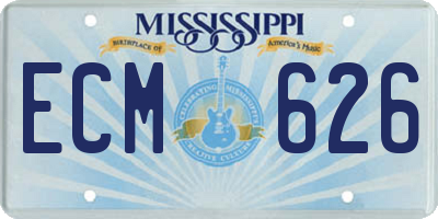 MS license plate ECM626