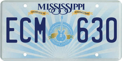 MS license plate ECM630