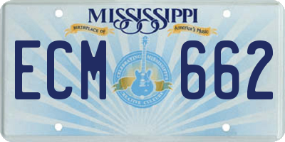 MS license plate ECM662